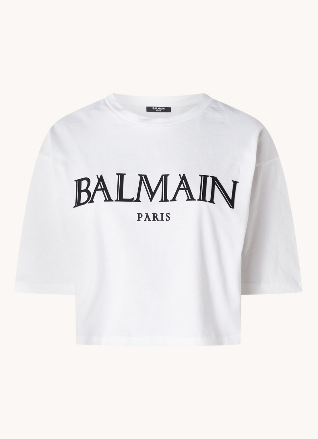 Balmain Crop top met logoprint - voorkant 2 wit