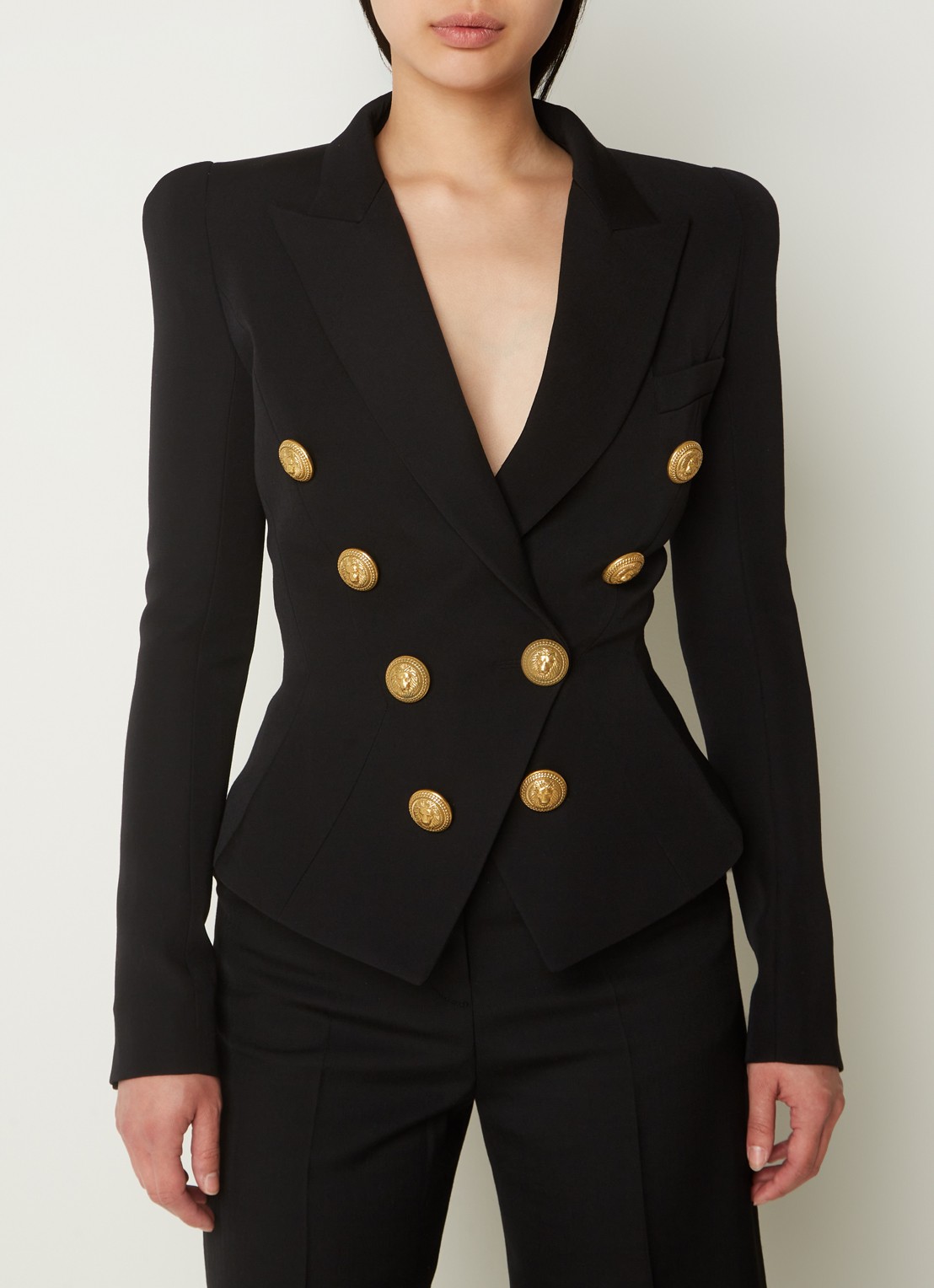 Balmain Double-breasted blazer van scheerwol - detail 3 zwart