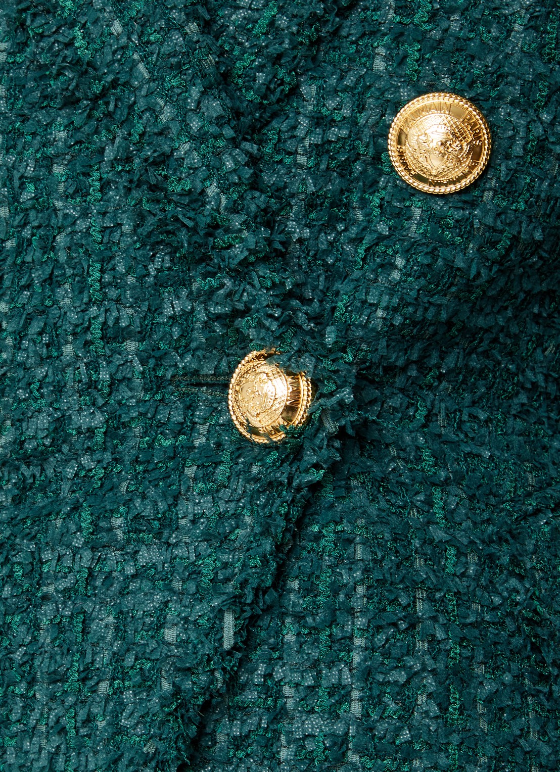 Balmain Double-breasted blazer van tweed en sierknopen - detail 3 bronsgroen