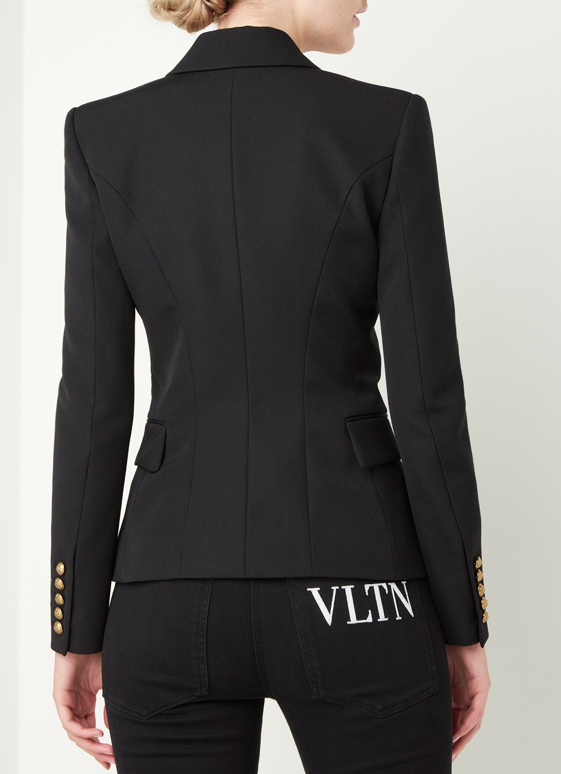 Balmain Double-breasted blazer van wol met sierknopen - achterkant 2 zwart