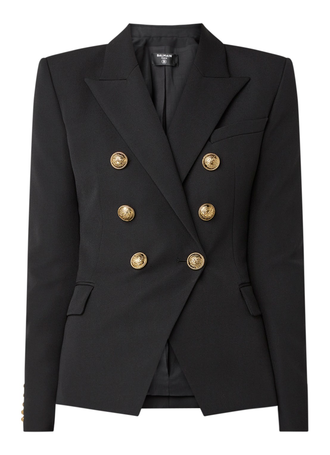 Balmain Double-breasted blazer van wol met sierknopen - voorkant 3 zwart