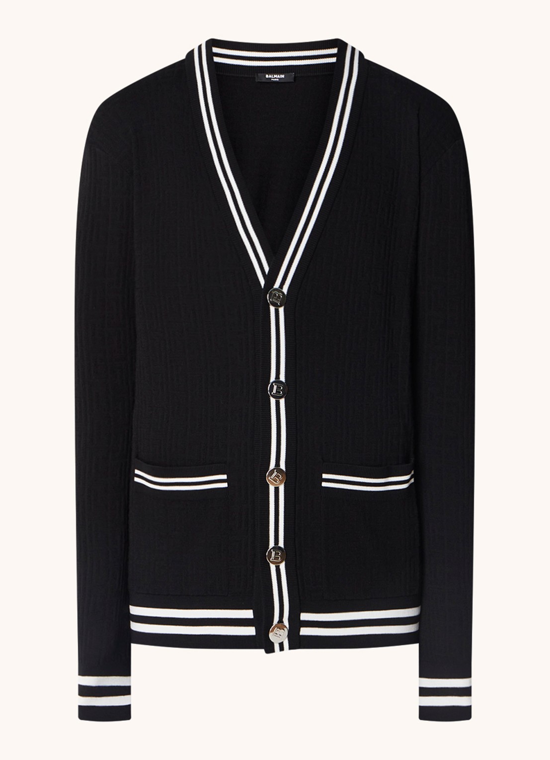 Balmain Fijngebreid vest in wolblend  - voorkant 2 zwart