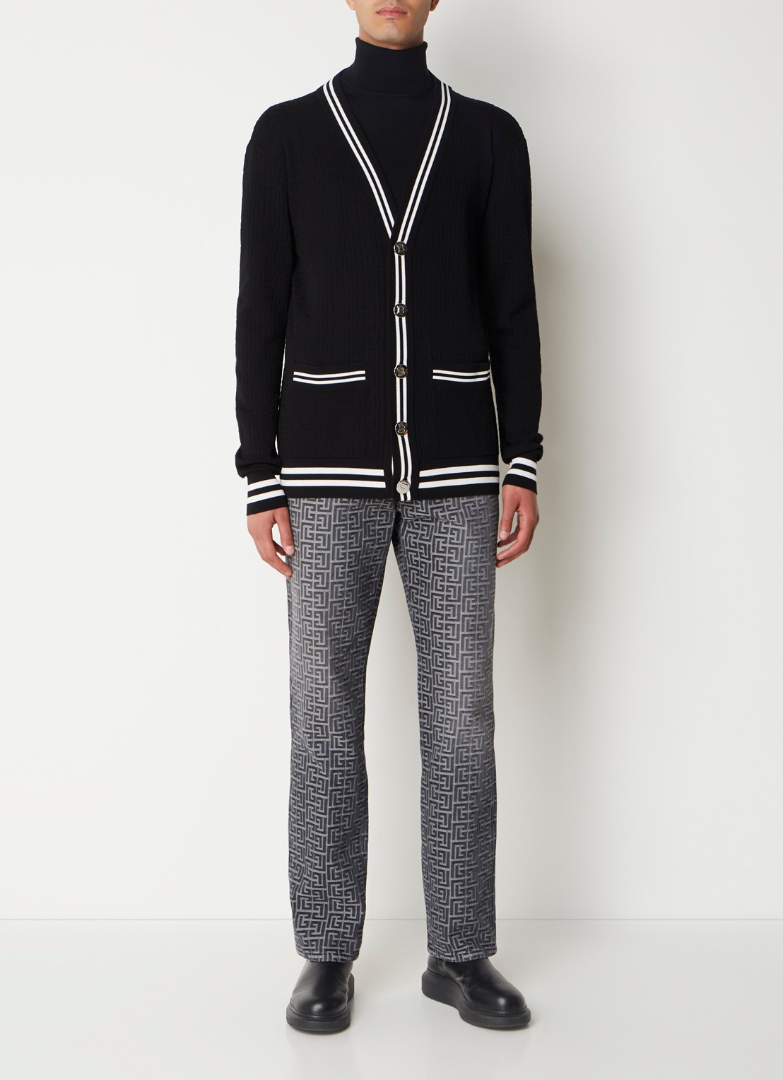 Balmain Fijngebreid vest in wolblend  - voorkant 3 zwart