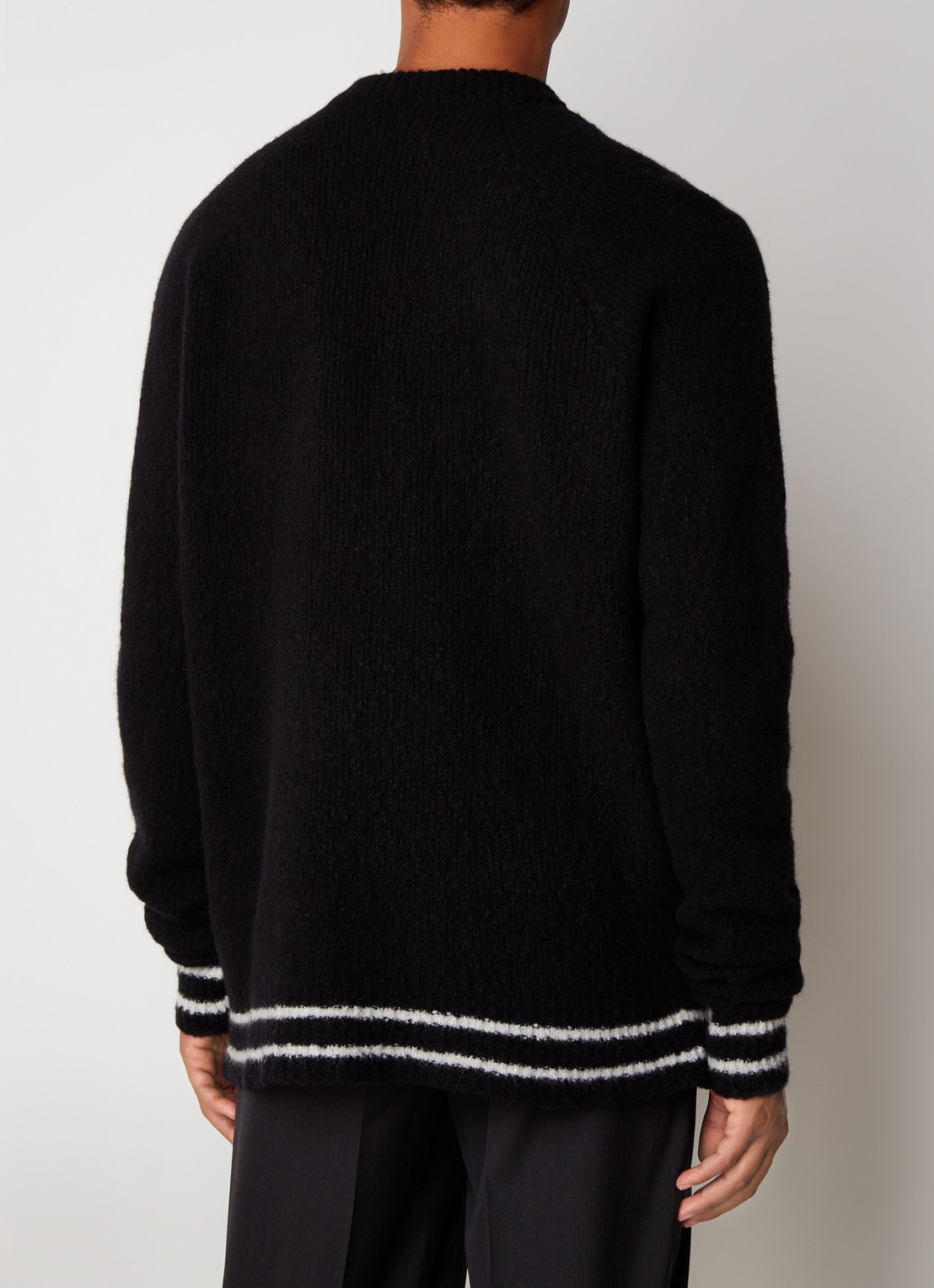 Balmain Grofgebreid pullover in kasjmierblend met sierknopen - achterkant zwart