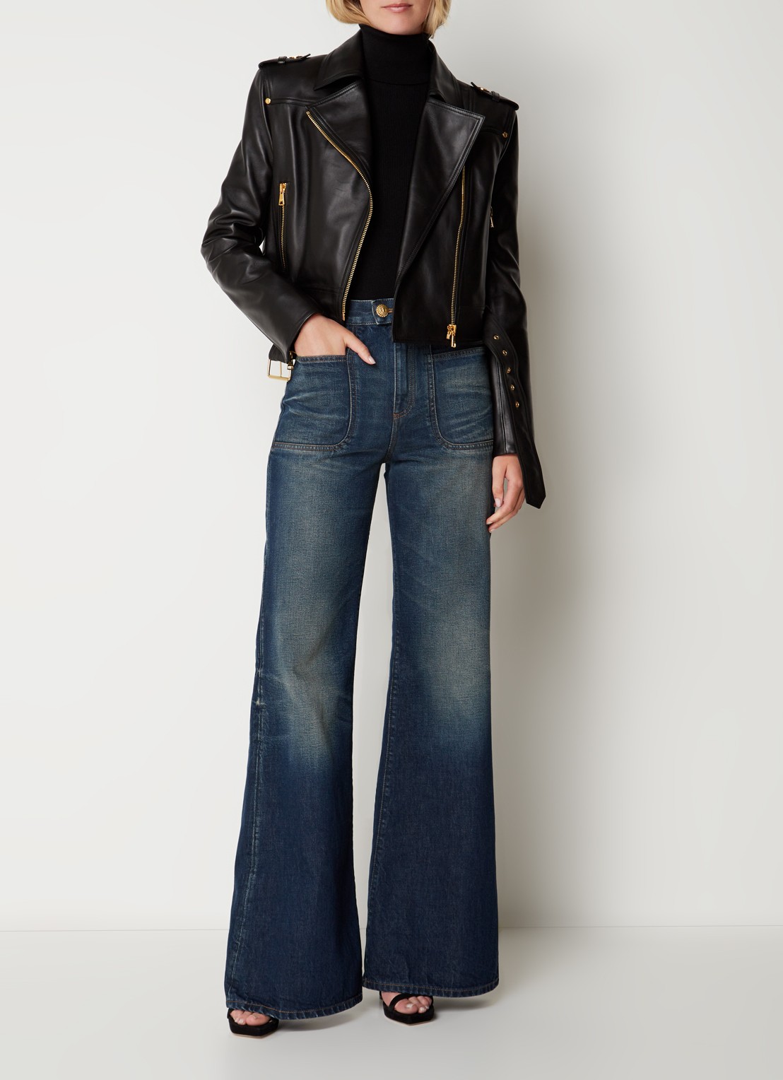 Balmain High waist flared jeans met donkere wassing - voorkant 3 indigo