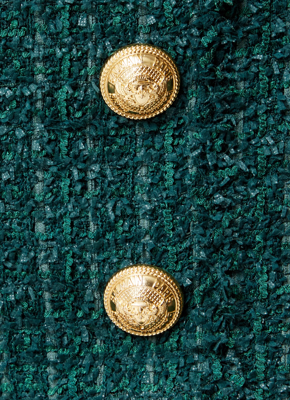 Balmain High waist straight fit korte broek van tweed - detail 4 groen