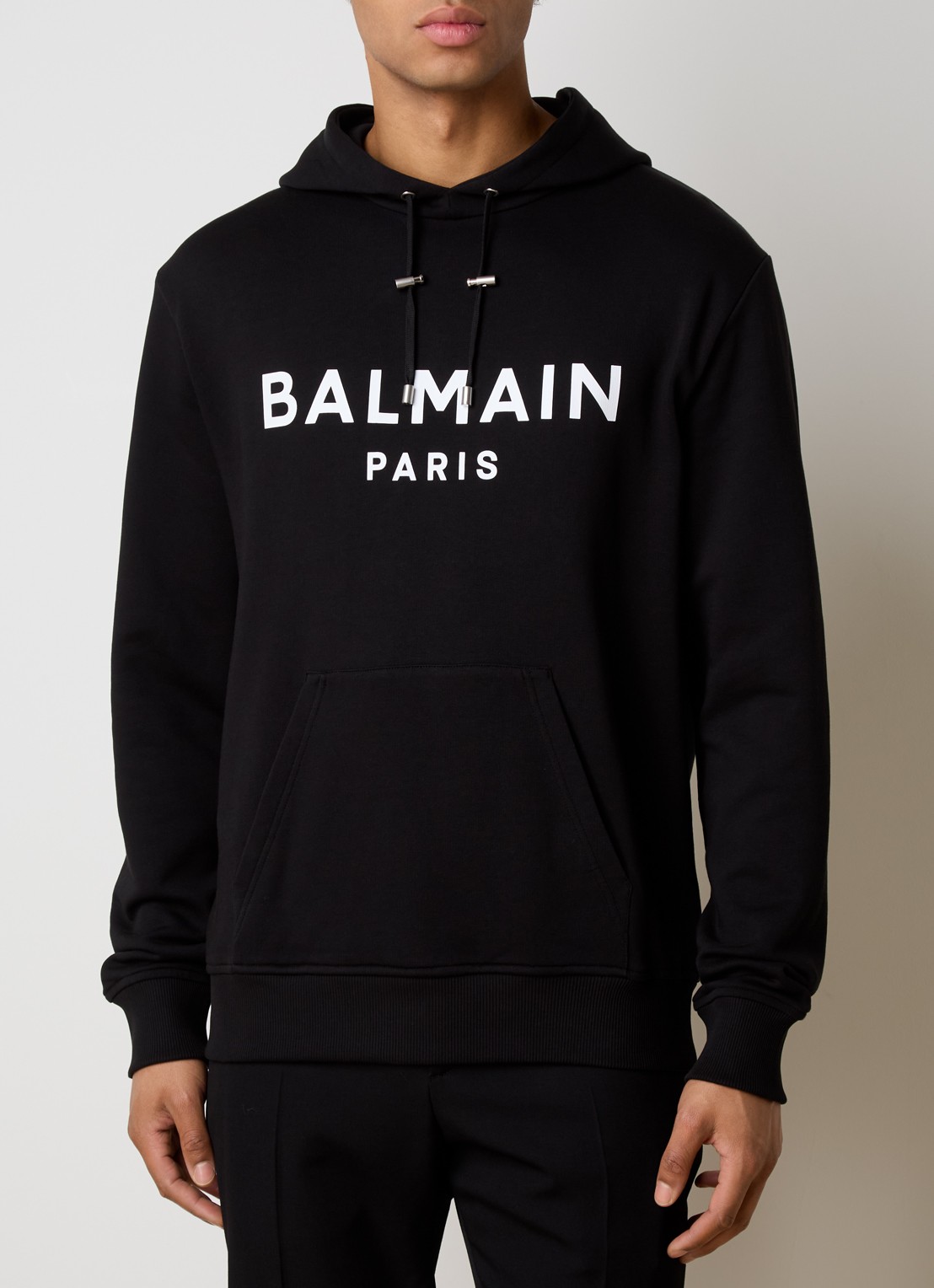Balmain Hoodie met logoprint - detail 2 zwart