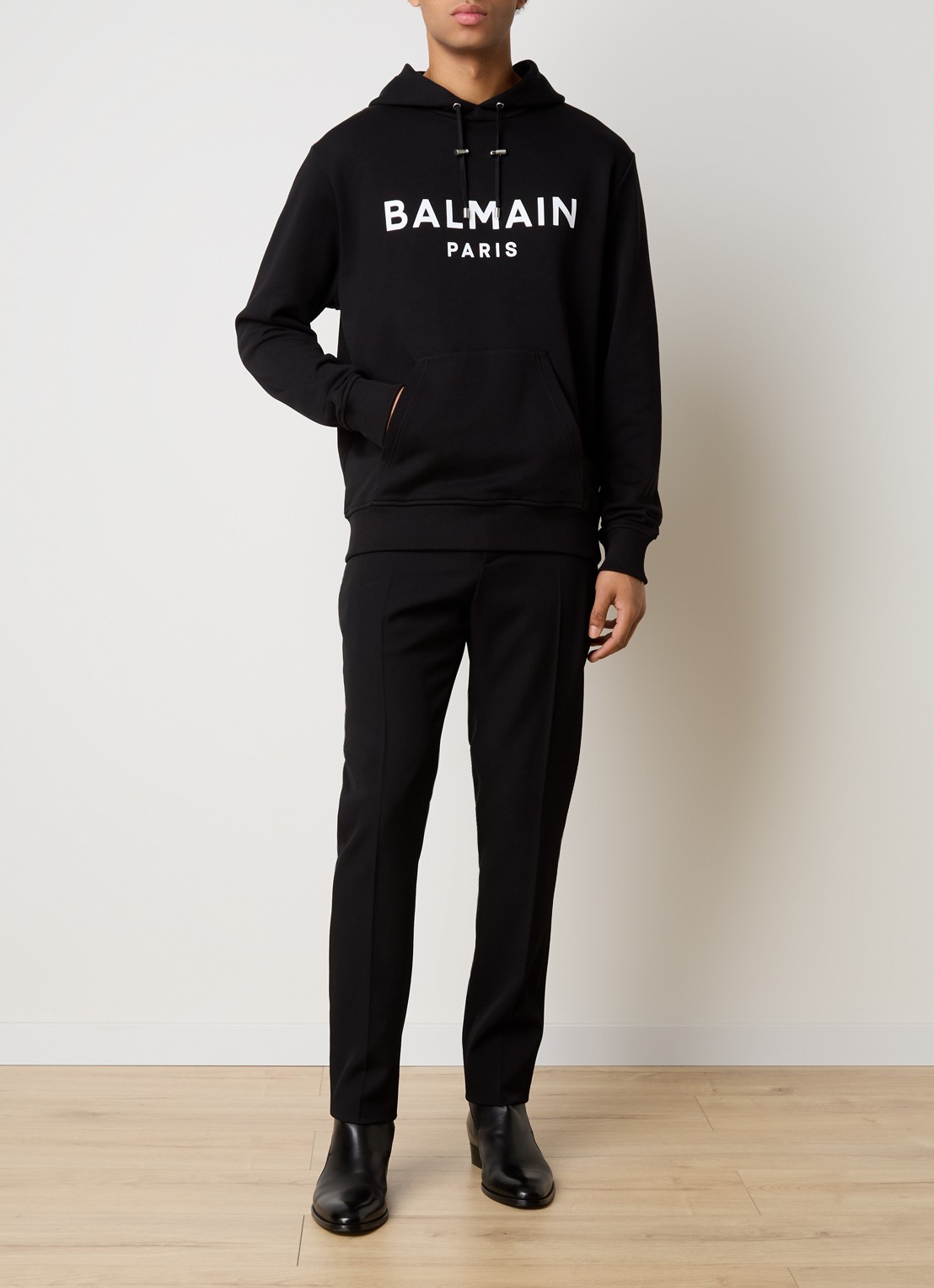 Balmain Hoodie met logoprint - voorkant 6 zwart