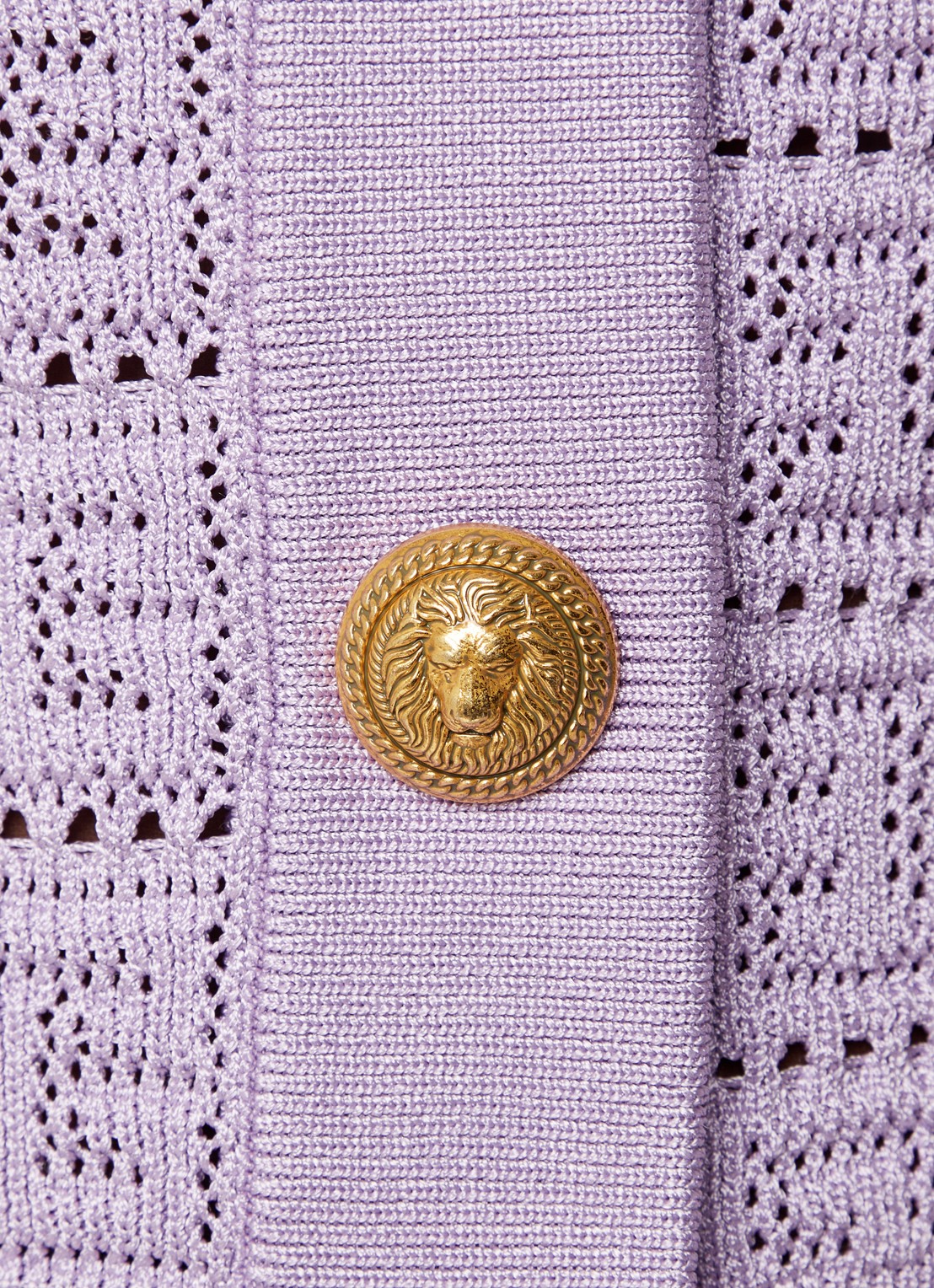 Balmain Kabelgebreid cropped vest met opengewerkt dessin - detail 2 lavendel