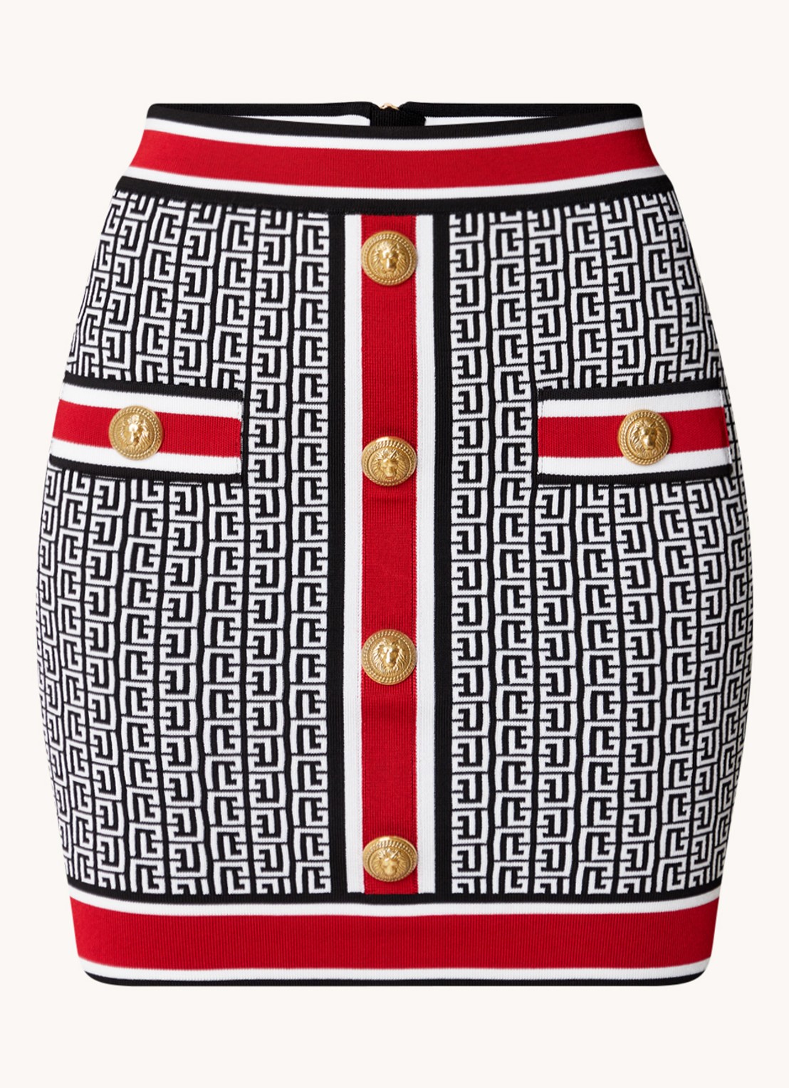 Balmain Minirok met logoprint - voorkant 4 zwart