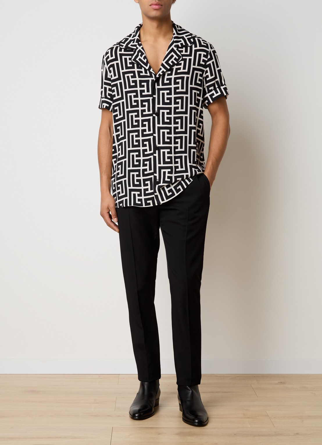 Balmain Overhemd met logoprint - voorkant 4 zwart