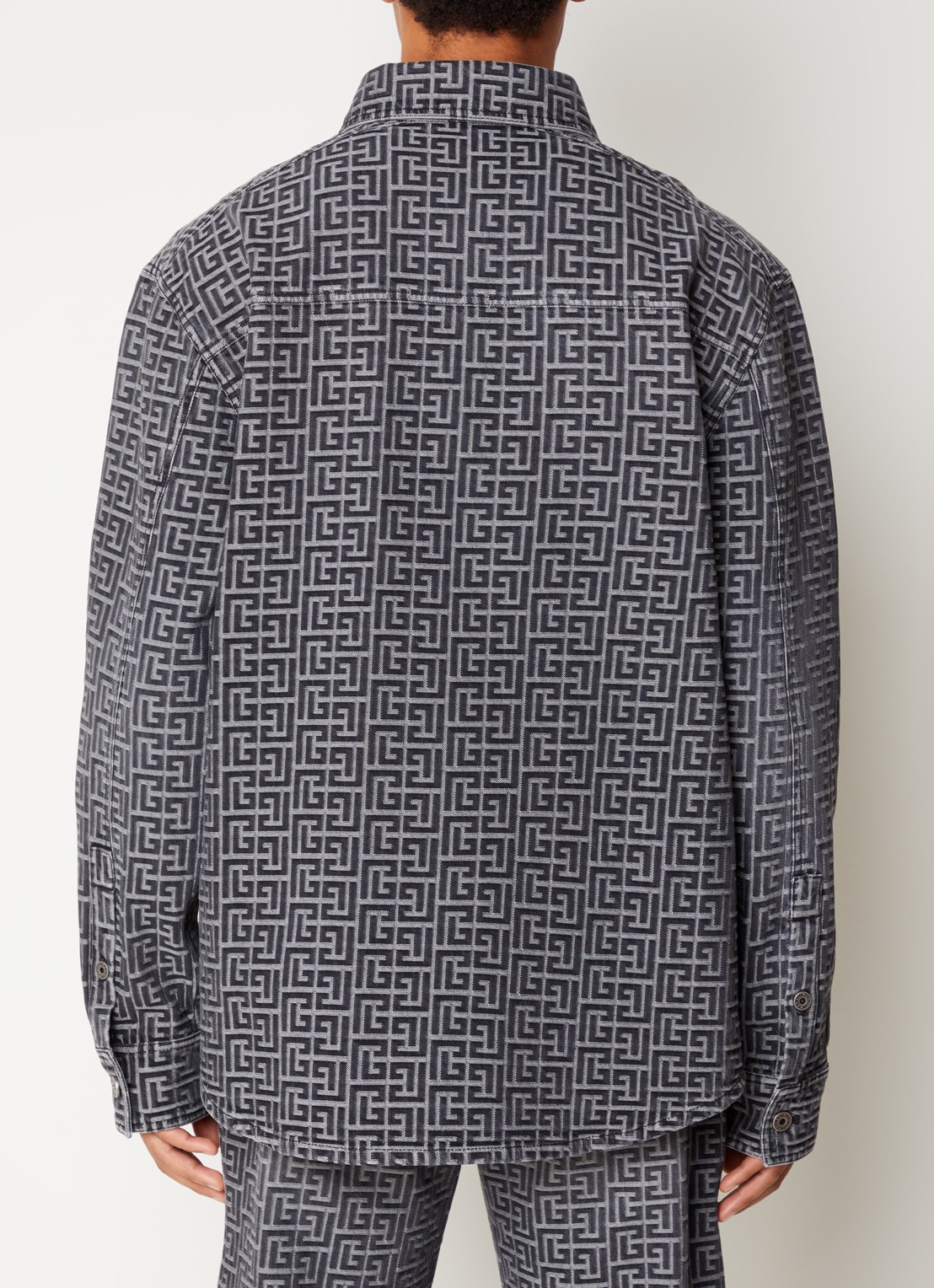Balmain Regular fit overshirt van denim met logoprint - achterkant zwart