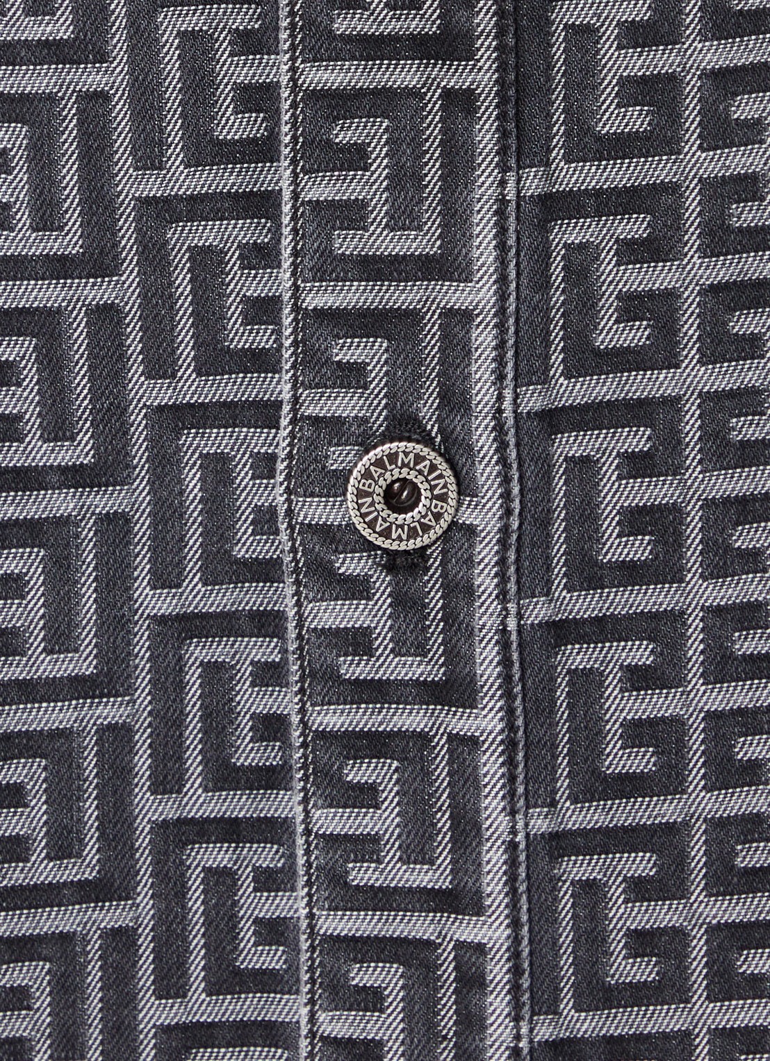 Balmain Regular fit overshirt van denim met logoprint - detail 5 zwart