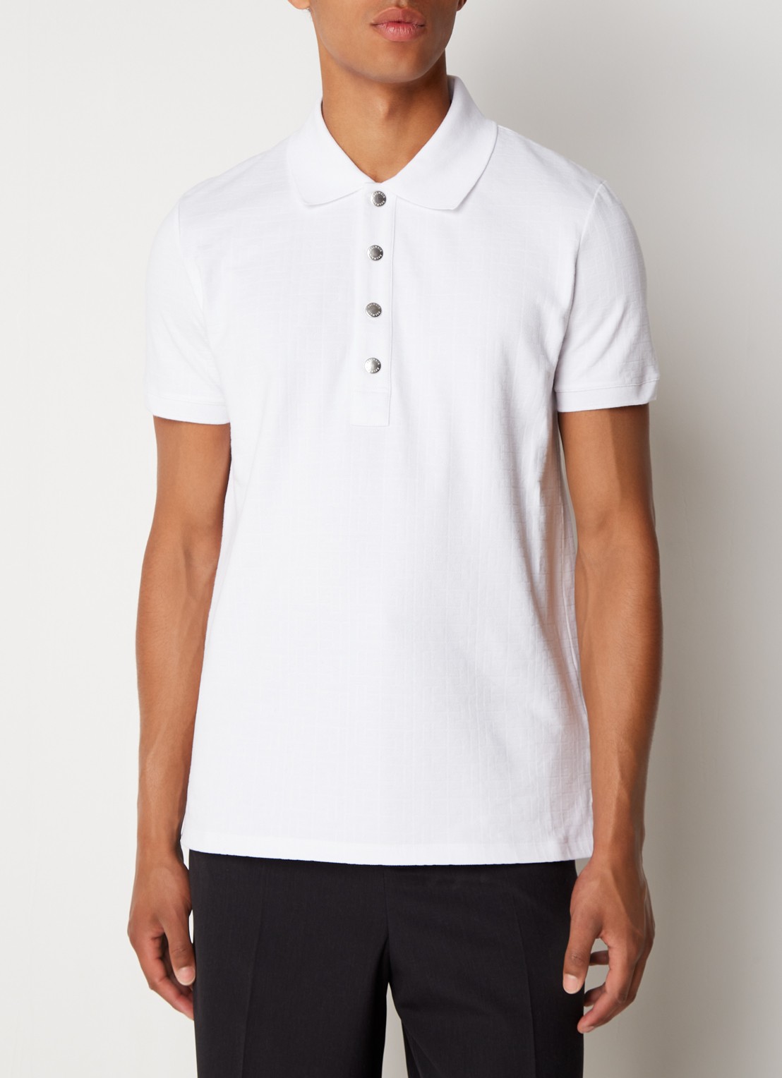 Balmain Regular fit polo van pique katoen met ingebreid logoprint - detail 4 wit