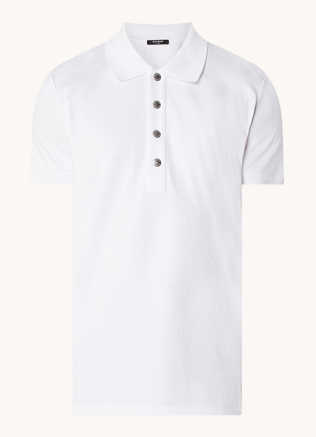 Balmain Regular fit polo van pique katoen met ingebreid logoprint - voorkant 2 wit