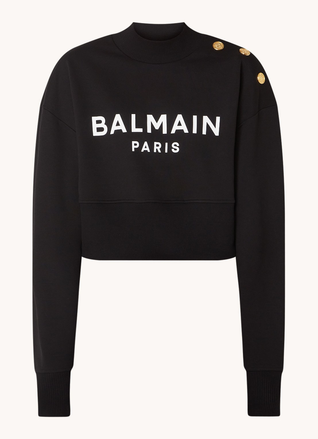 Balmain Sweater met logoprint en sierknopen - voorkant 4 zwart