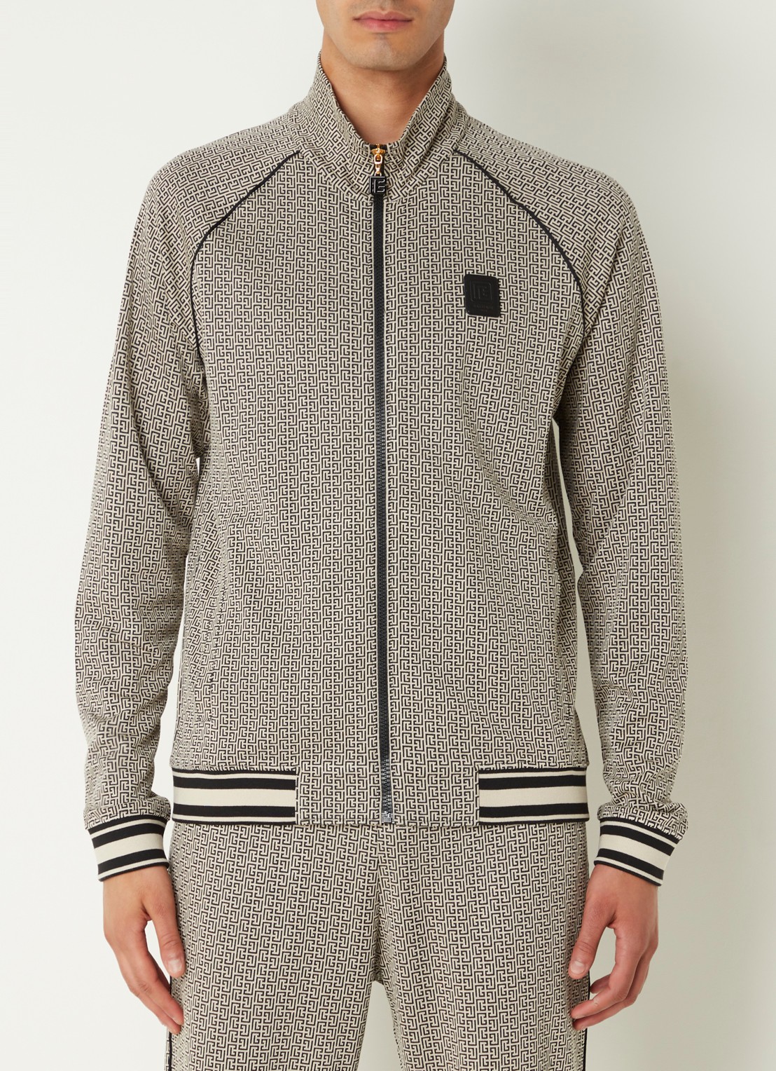 Balmain Sweatvest met logoprint - detail 2 donkerbeige