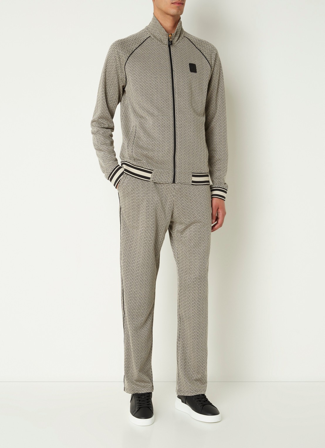 Balmain Sweatvest met logoprint - voorkant 5 donkerbeige