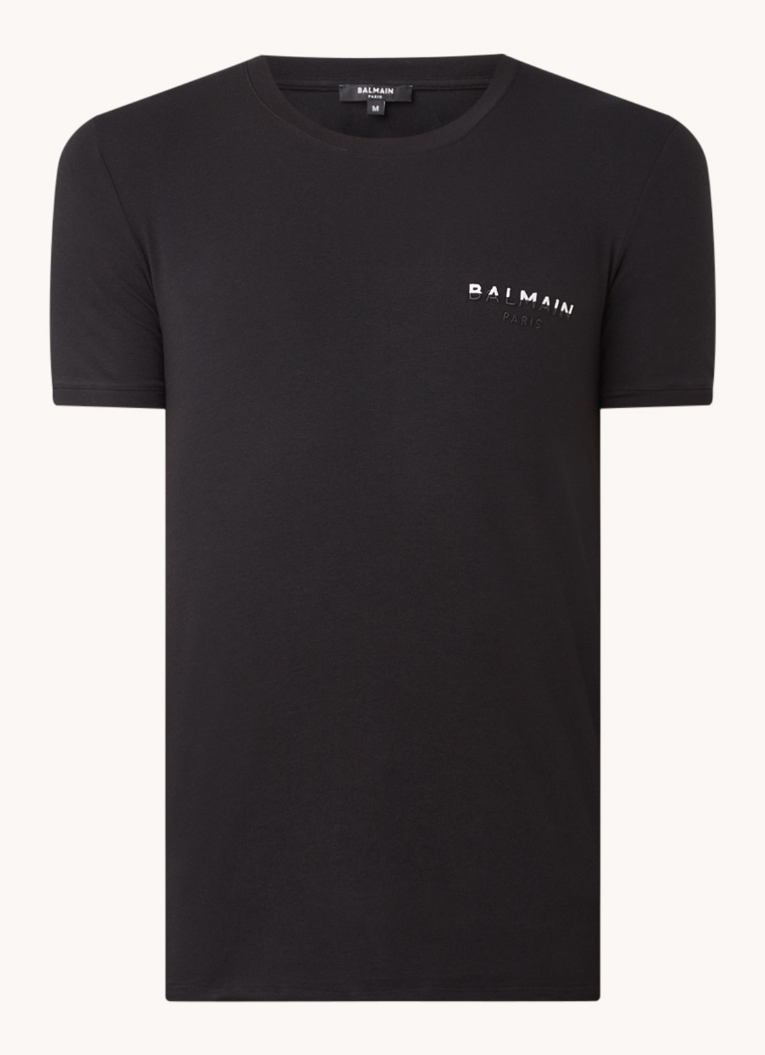 Balmain T-shirt met logoborduring - voorkant 3 zwart