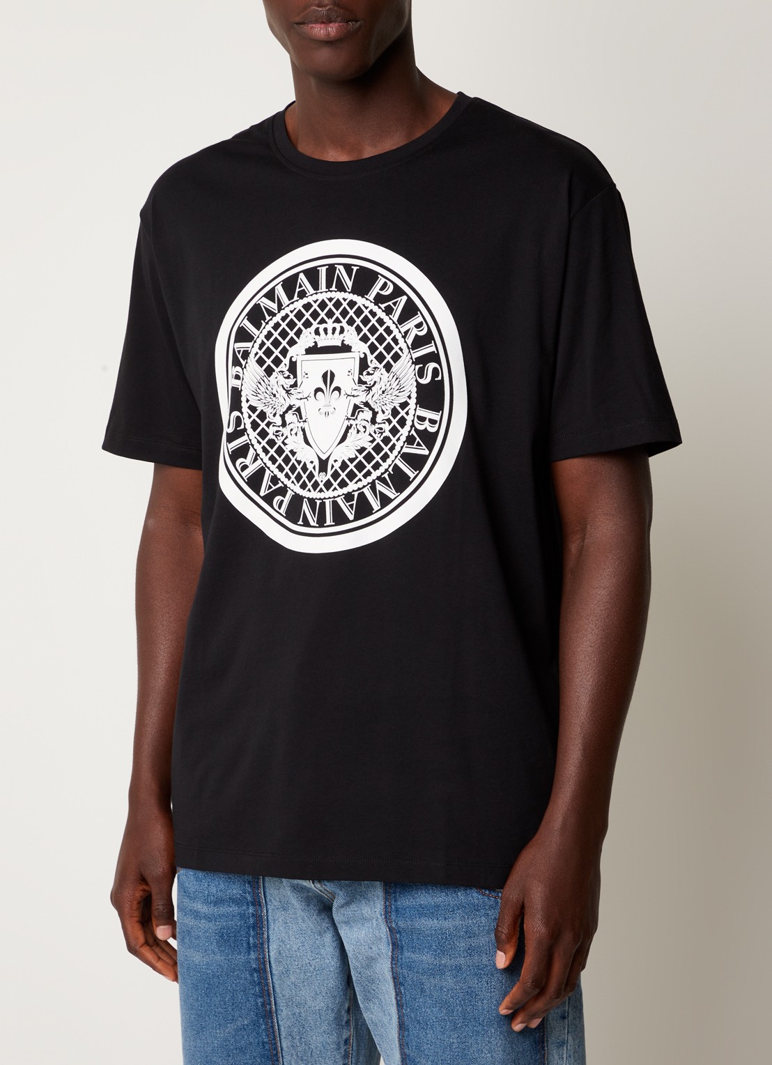 Balmain T-shirt met logoprint - detail zwart