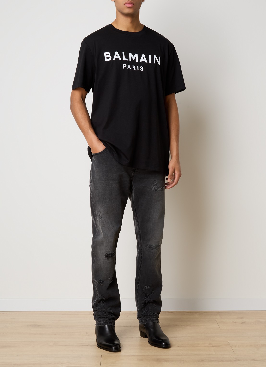 Balmain T-shirt met logoprint - voorkant 2 zwart