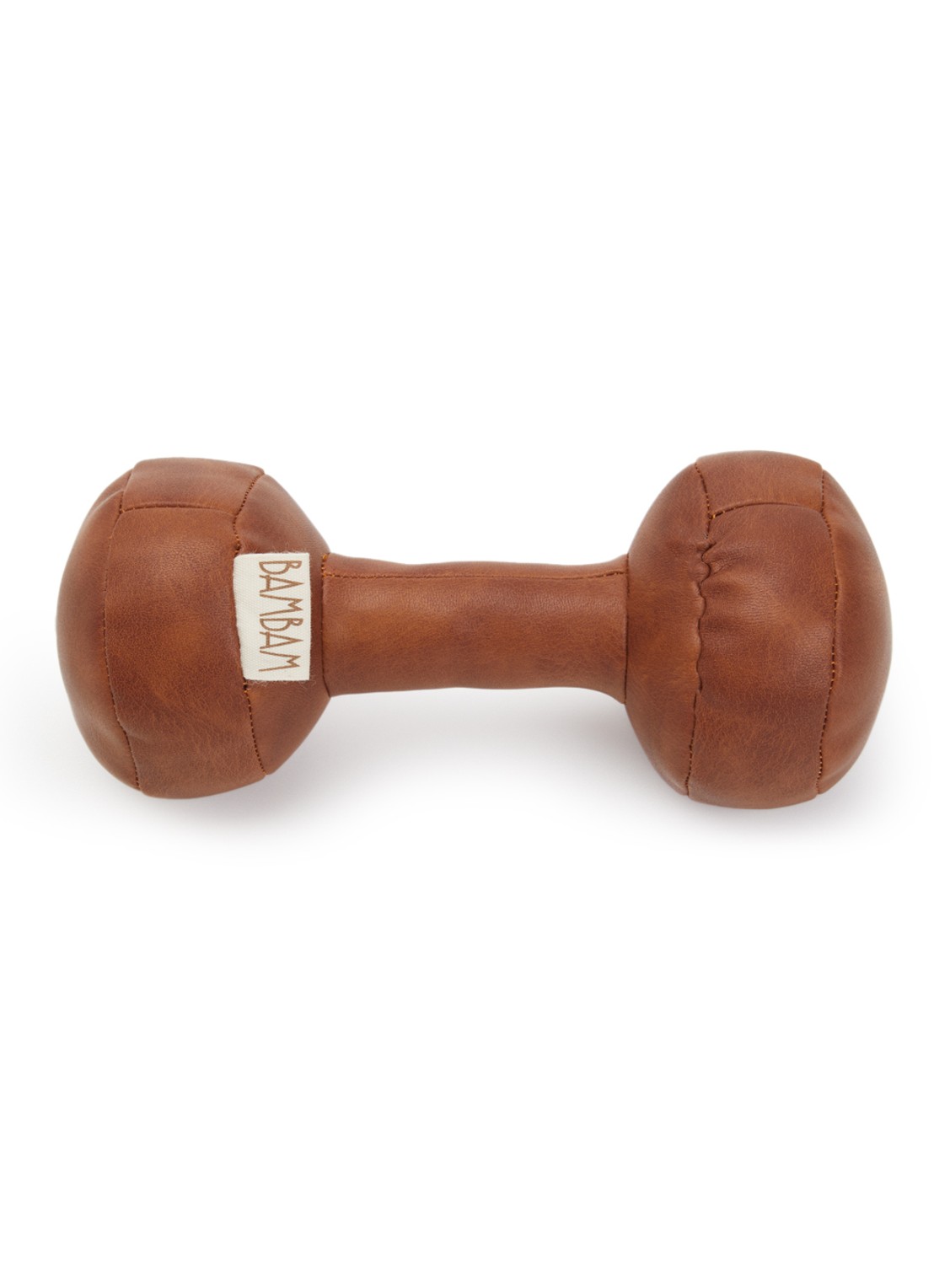 BamBam Vintage Dumbell babyspeeltje 16 cm - voorkant bruin