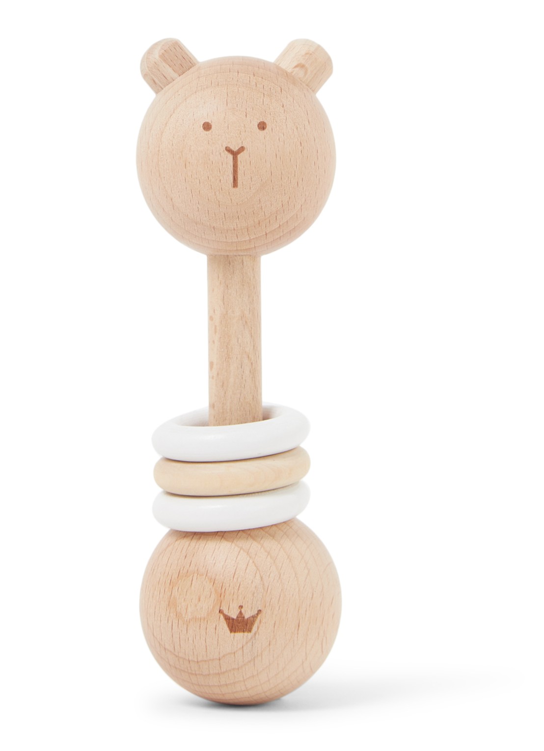 BamBam Wooden Bear rammelaar  - voorkant 2 lichtbruin