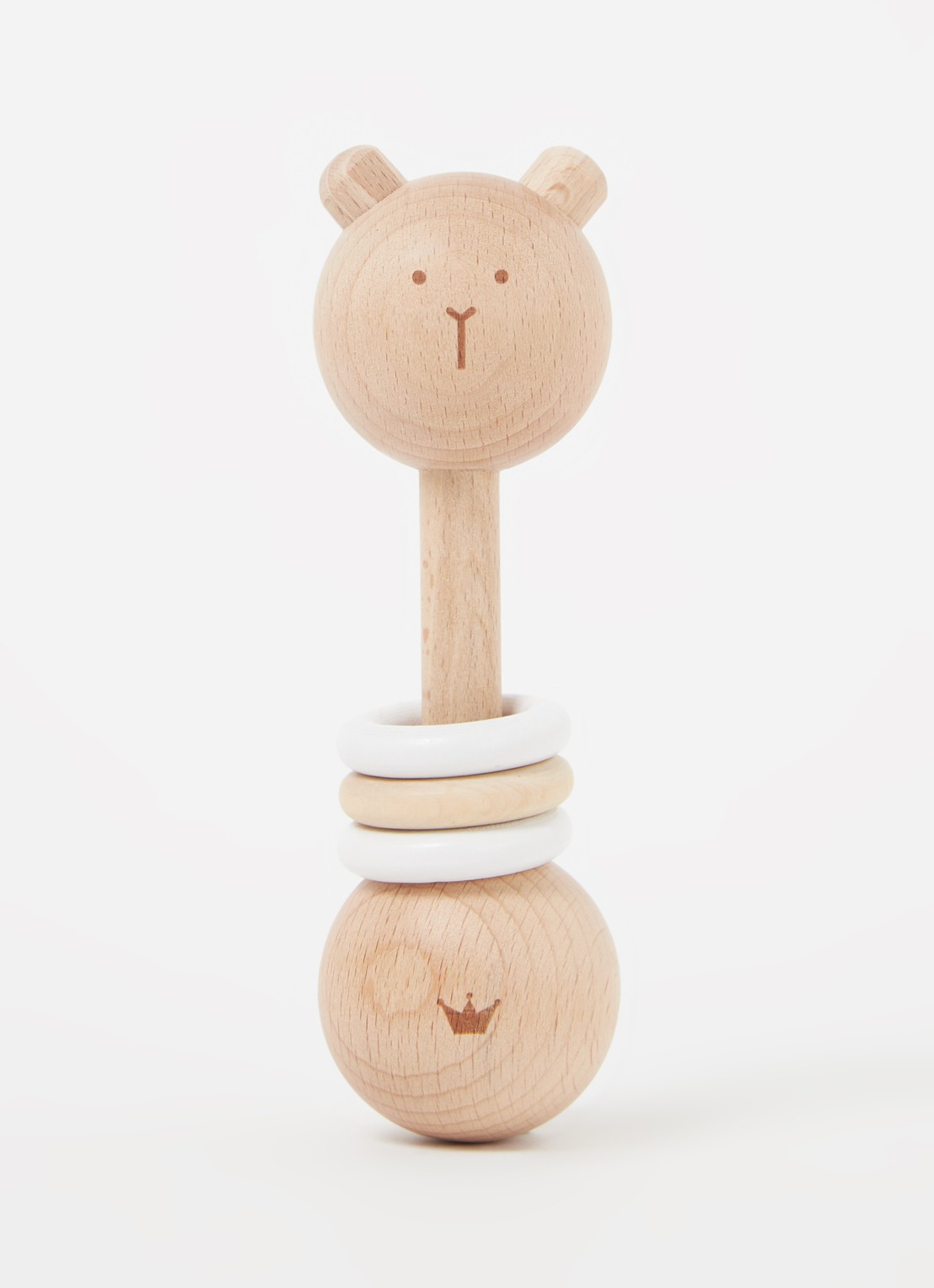 BamBam Wooden Bear rammelaar  - voorkant 3 lichtbruin