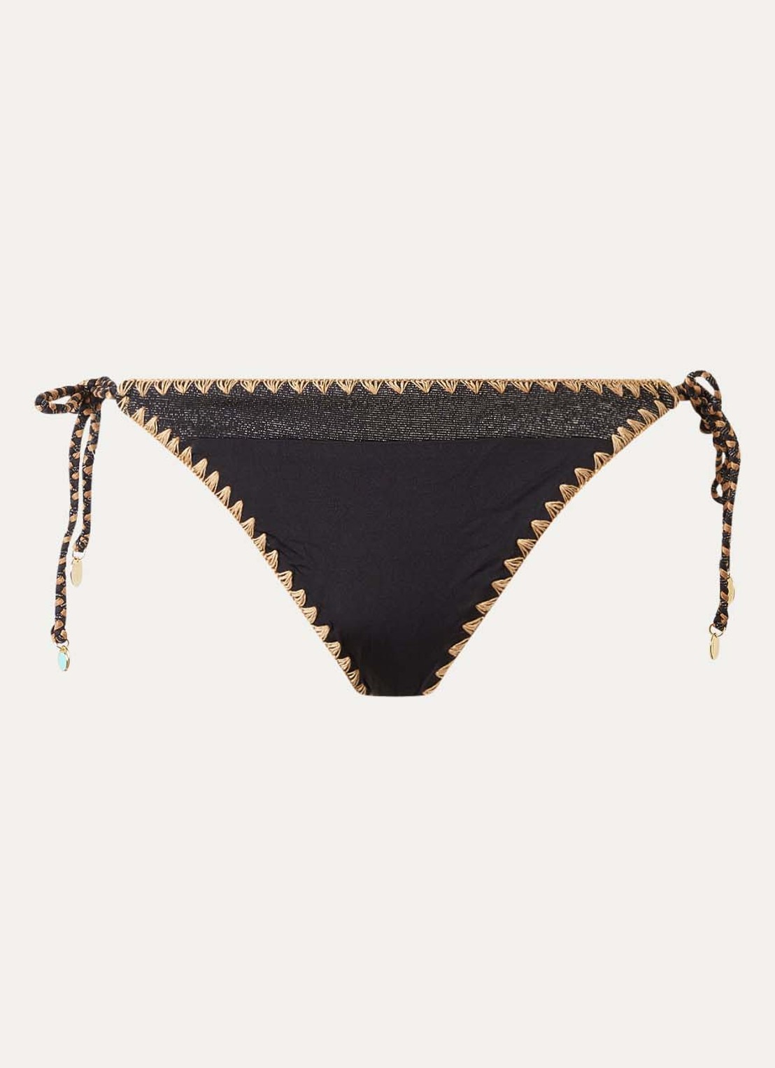 Banana Moon Blika Nazca bikinislip met geknoopt detail en lurex - voorkant 2 zwart