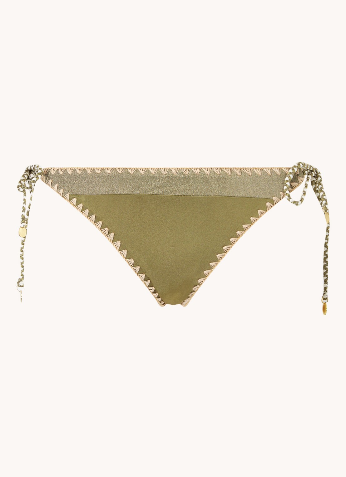 Banana Moon Blika Nazca bikinislip met geknoopt detail en lurex - voorkant 2 bronsgroen