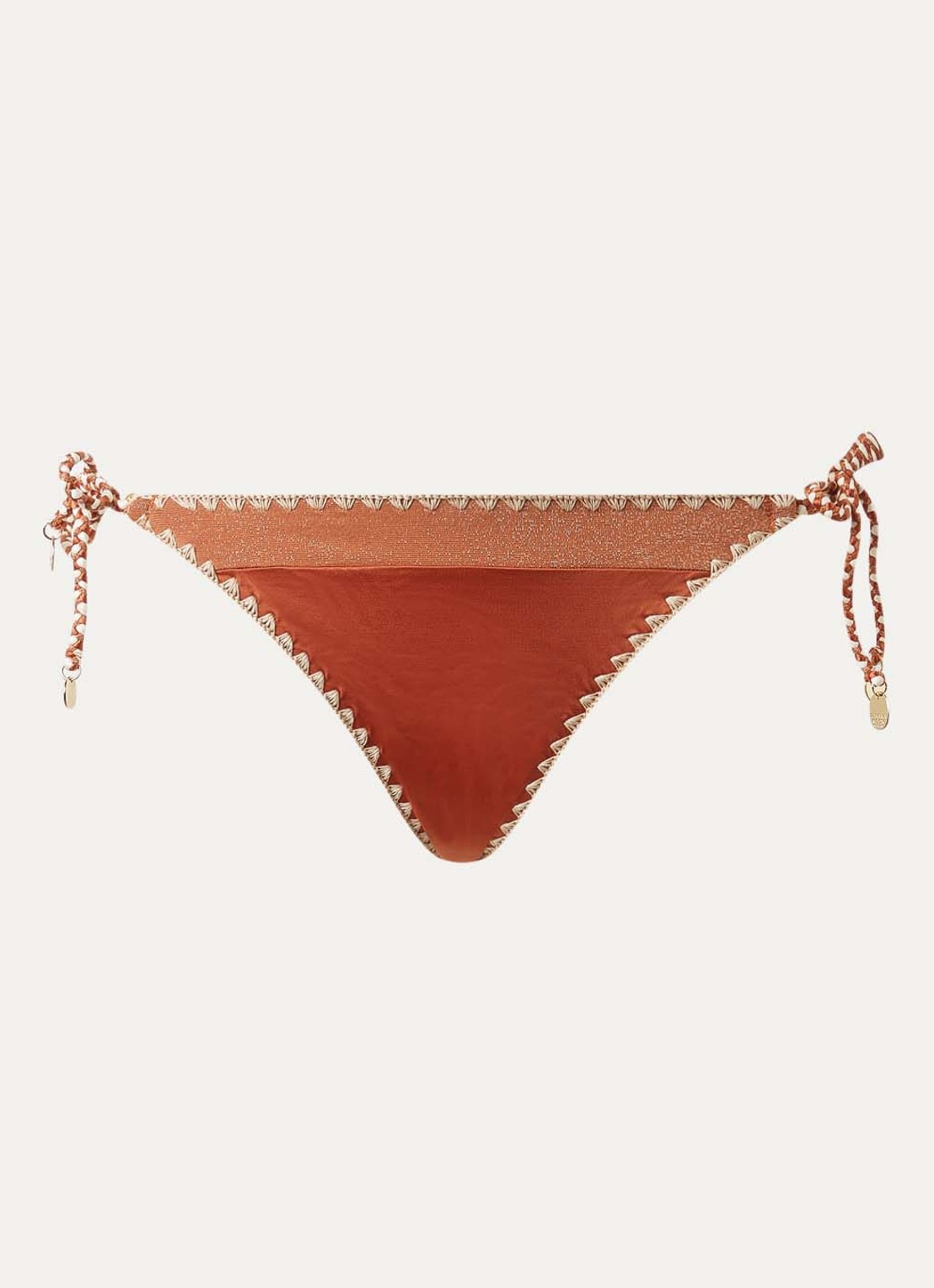 Banana Moon Blika Nazca bikinislip met geknoopt detail en lurex - voorkant 4 roestbruin
