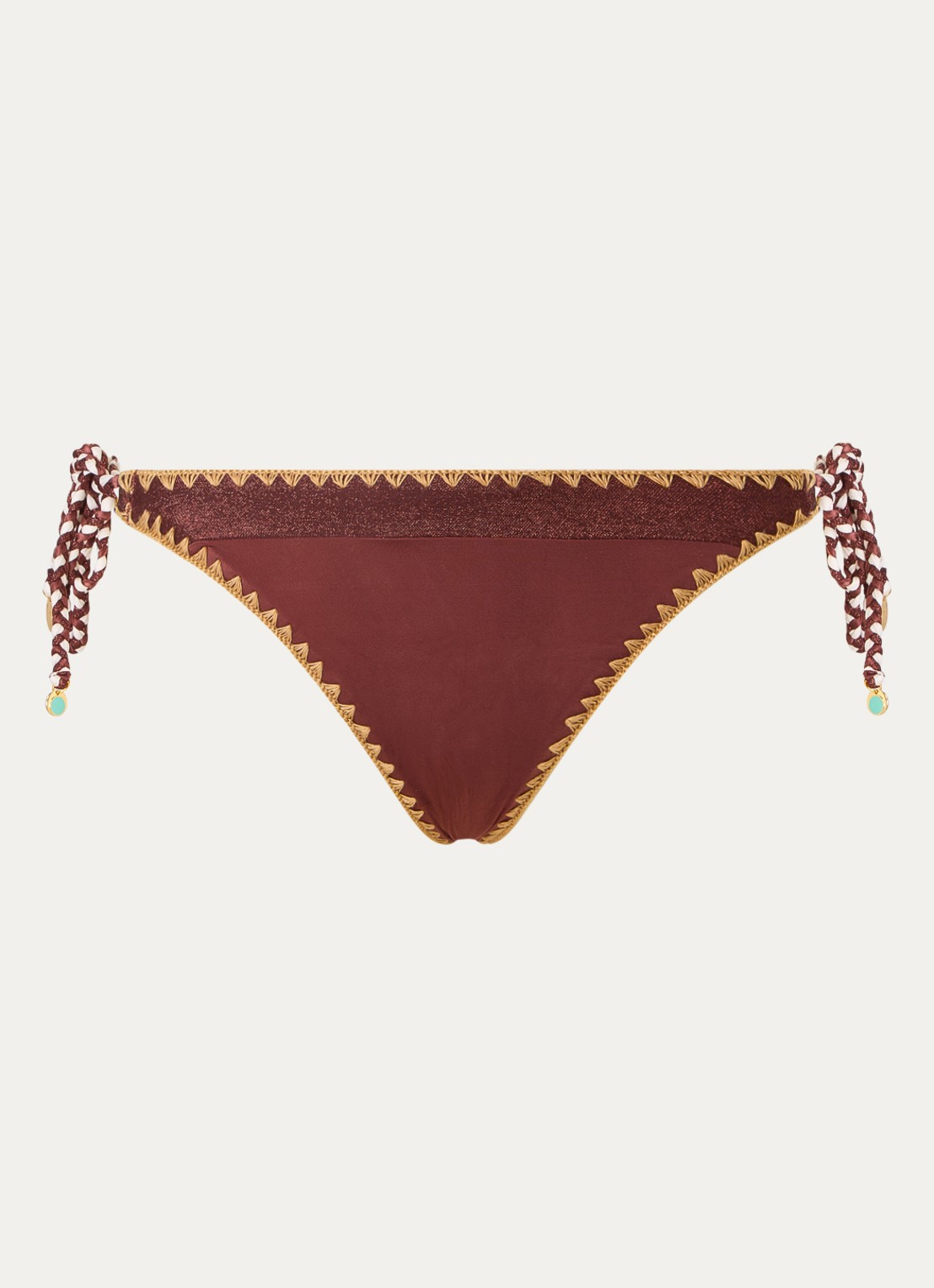 Banana Moon Blika Nazca tanga bikinislip met lurex - voorkant 4 chocoladebruin