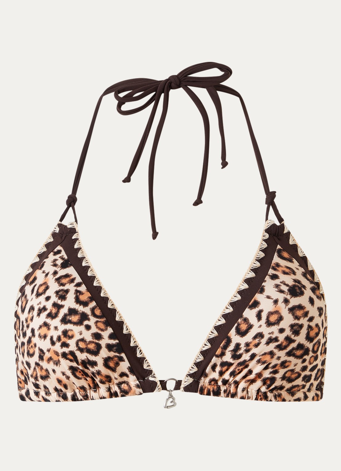 Banana Moon Bluco Savari triangel bikinitop met panterprint  - voorkant beige