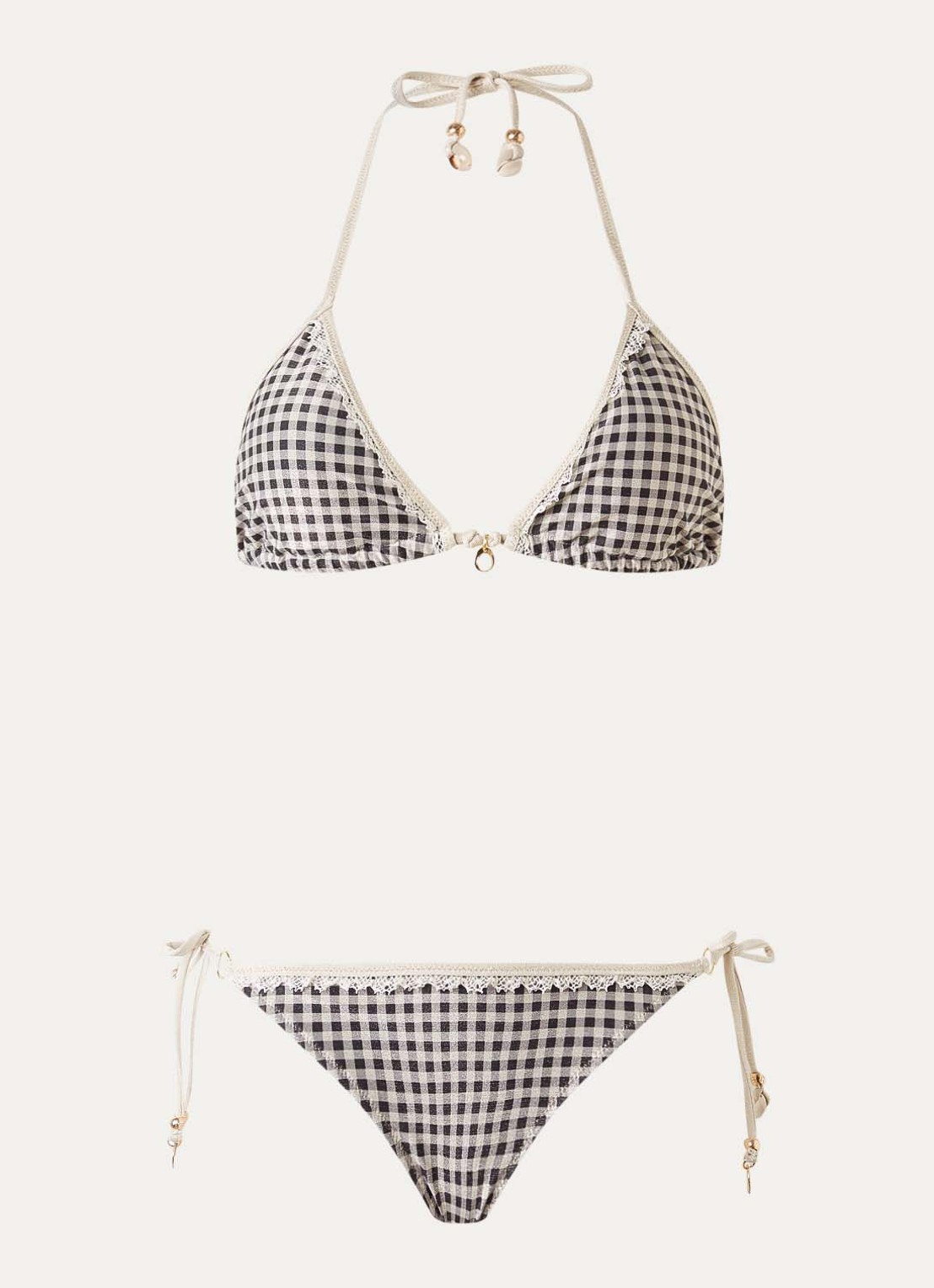 Banana Moon Bokaokyma Adela bikiniset met ruitdessin - voorkant 4 beige