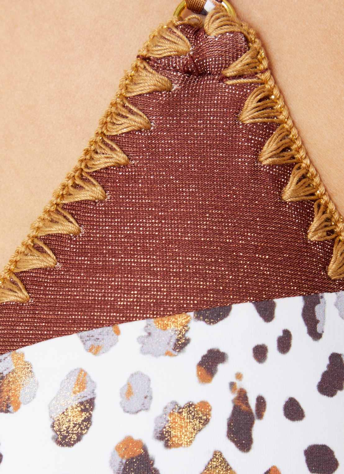 Banana Moon Bosco Dunara triangel bikinitop met panterprint - detail 2 wit