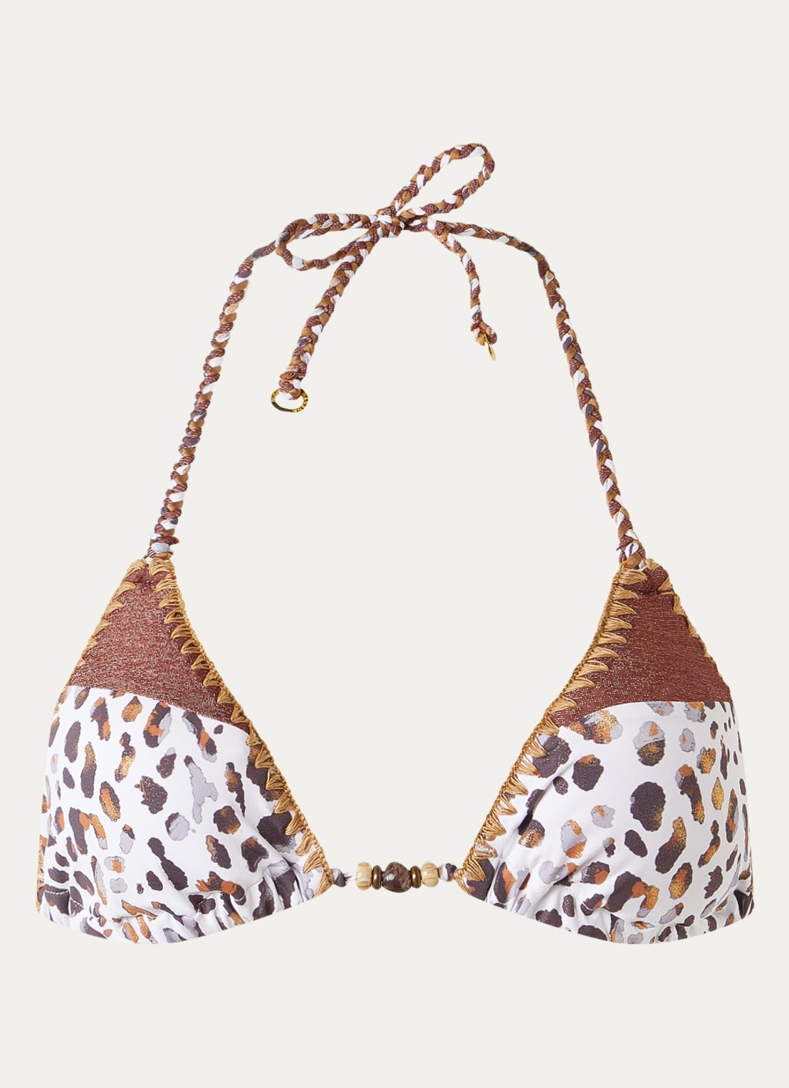 Banana Moon Bosco Dunara triangel bikinitop met panterprint - voorkant 3 wit