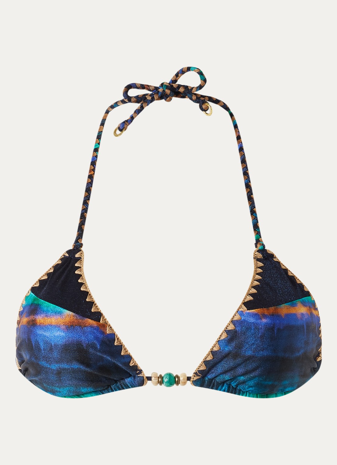 Banana Moon Bosco Lunara triangel bikinitop met print - voorkant donkerblauw