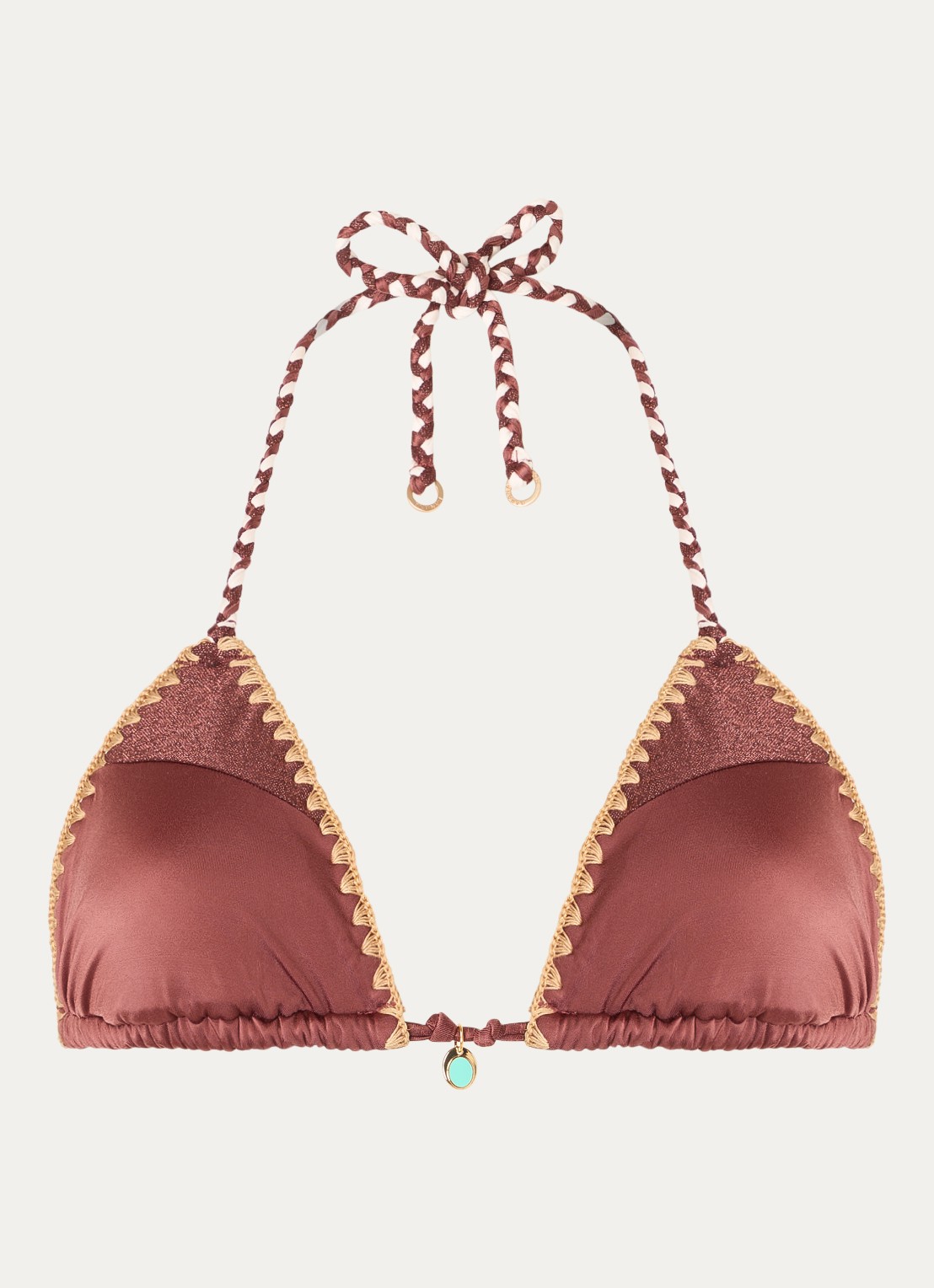 Banana Moon Bosco Nazca triangel bikinitop met uitneembare vulling - voorkant 4 chocoladebruin
