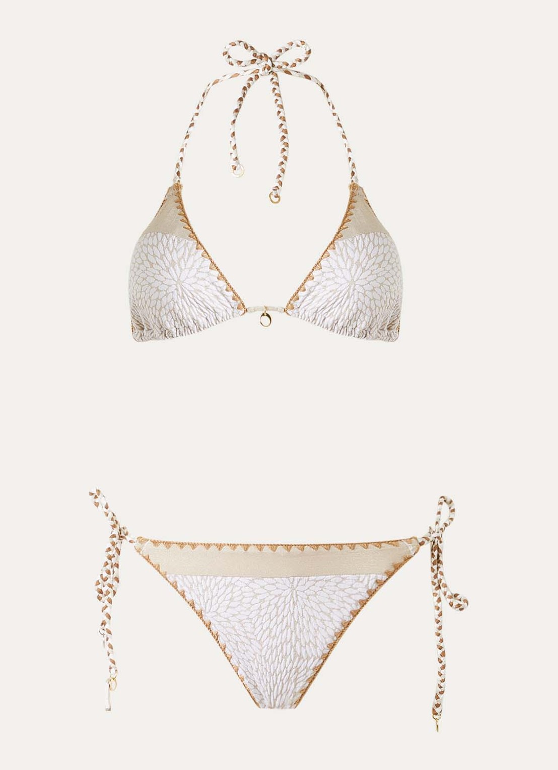 Banana Moon Boscoblika Avel bikiniset met print en lurex - voorkant wit