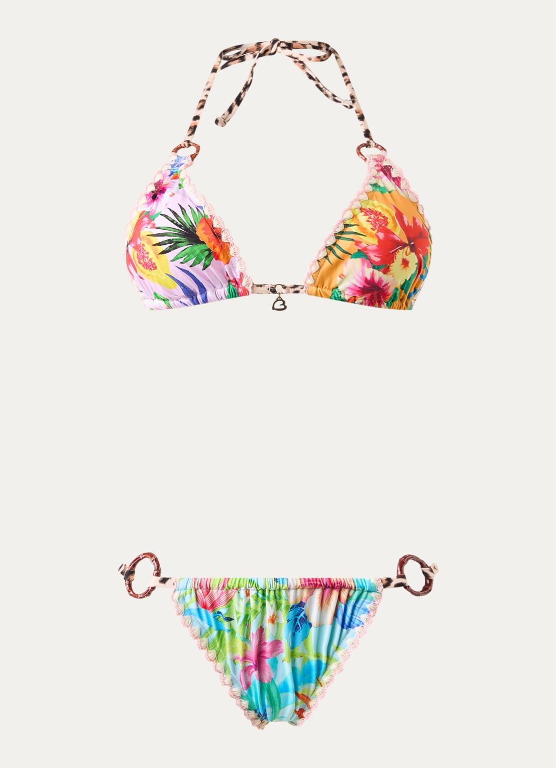 Banana Moon Cricozania Luha bikiniset met bloemenprint en uitneembare vulling - voorkant 2 turquoise
