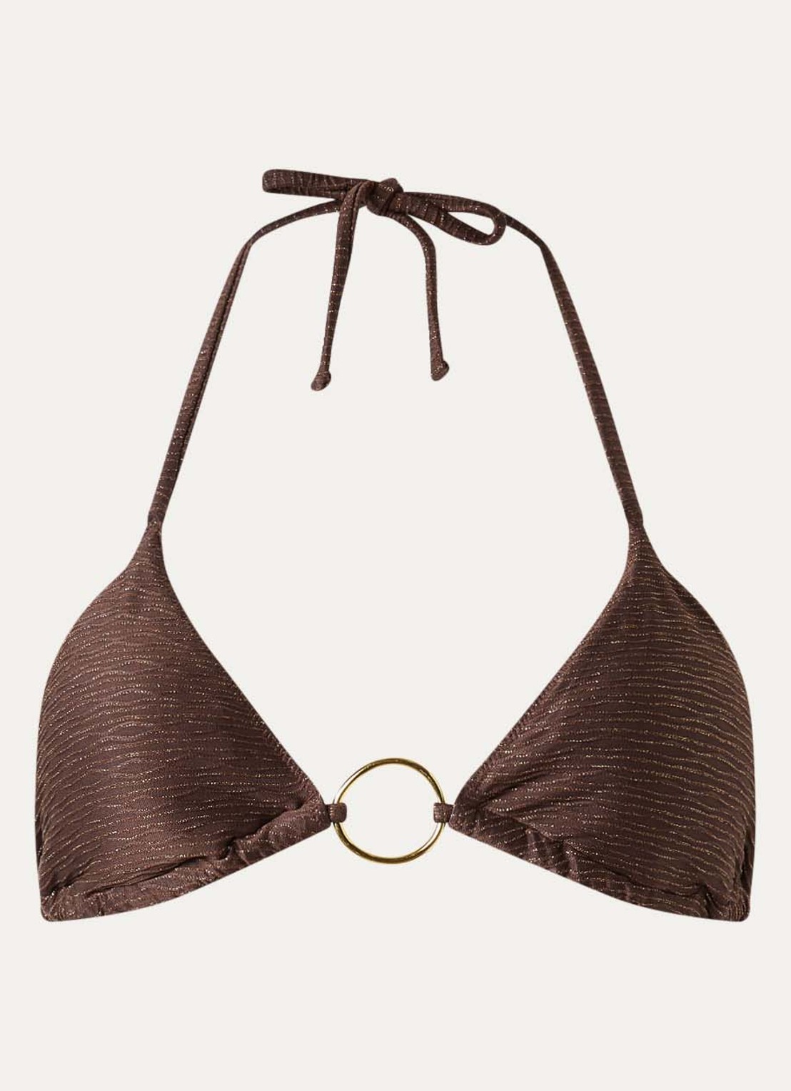 Banana Moon Jotrao Calicari triangel bikinitop met lurex - voorkant 4 chocoladebruin