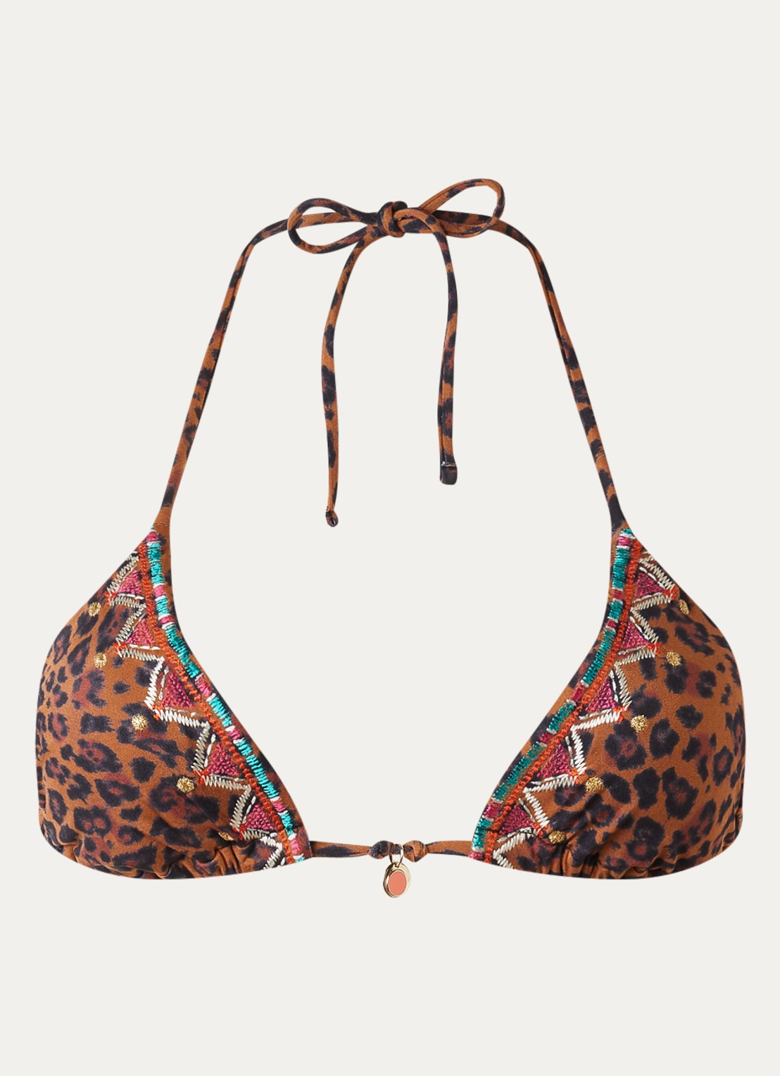 Banana Moon Jotrao Serenely triangel bikinitop met panterprint - voorkant 2 oranjebruin