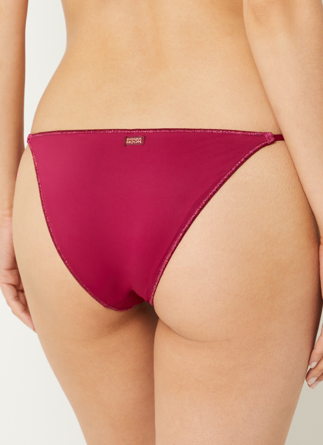 Banana Moon Massa Flashsun bikinislip met lurex - achterkant 3 bordeauxrood