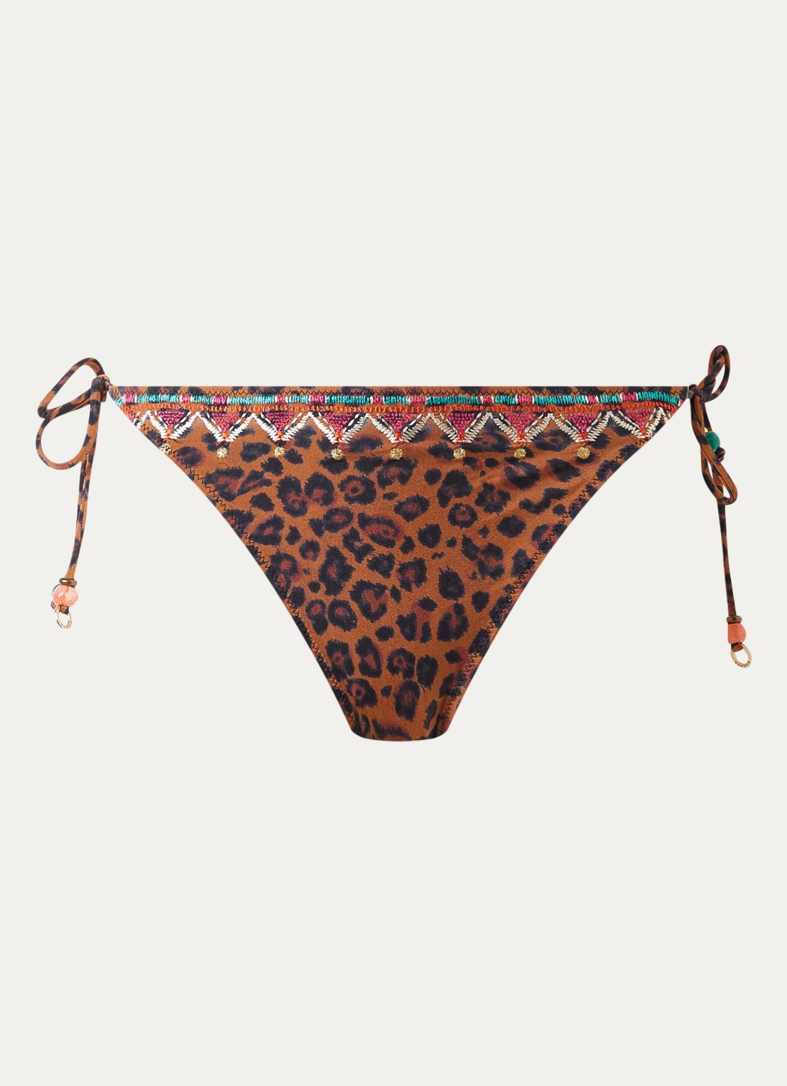 Banana Moon Tosca Serenely brazilian bikinislip met panterprint  - voorkant 4 oranjebruin