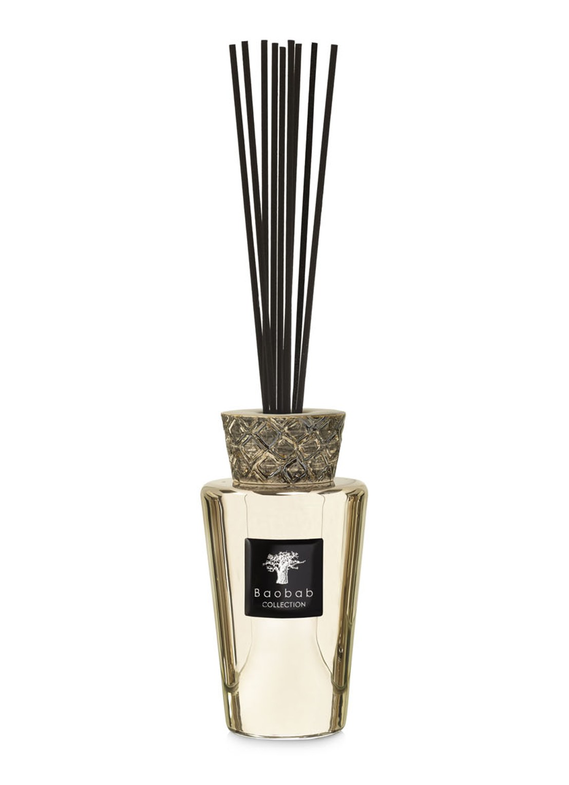 Baobab Collection Mini Totem Platinum geurstokjes 250 ml met navulling 500 ml - voorkant zilver