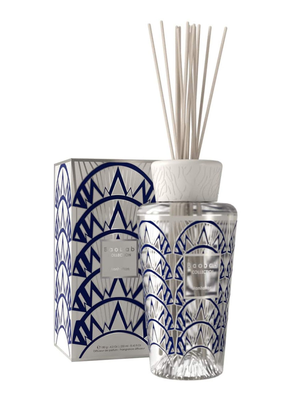 Baobab Collection My First Baobab Manhattan geurstokjes 250 ml - voorkant 2 donkerblauw