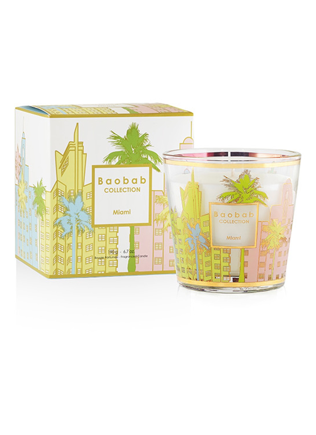 Baobab Collection My First Baobab Miami geurkaars 190 gram - voorkant goud