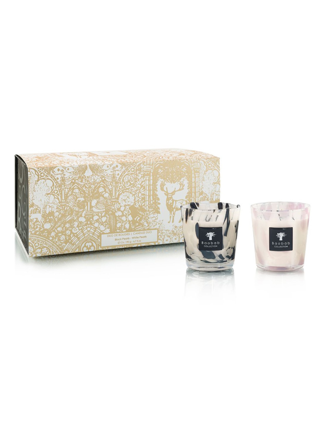 Baobab Collection Pearls geurkaars set van 2 - voorkant multicolor