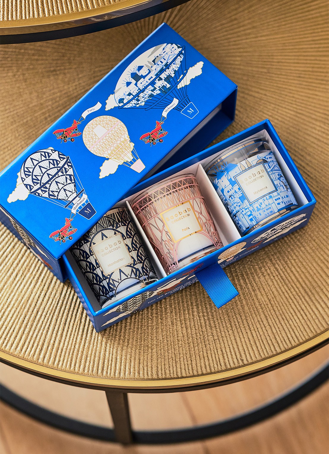 Baobab Collection Trio Travel geurkaarsen set van 3 - voorkant 2 blauw