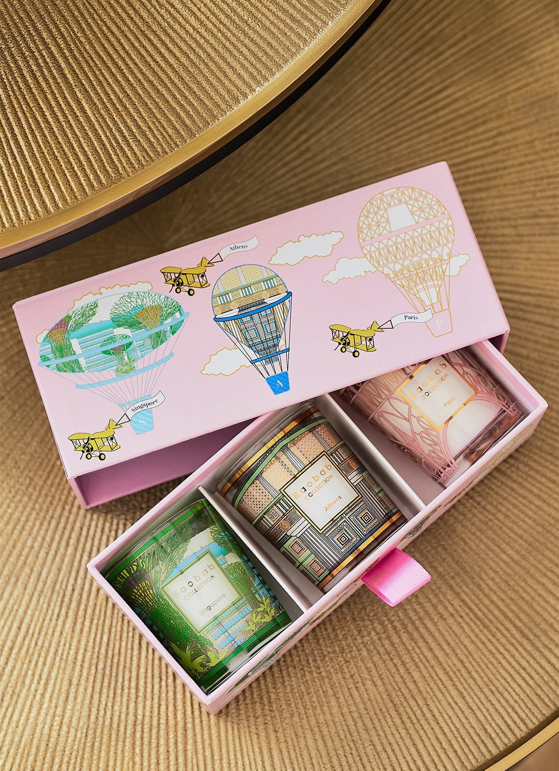 Baobab Collection Trio Travel geurkaarsen set van 3 - voorkant 2 roze